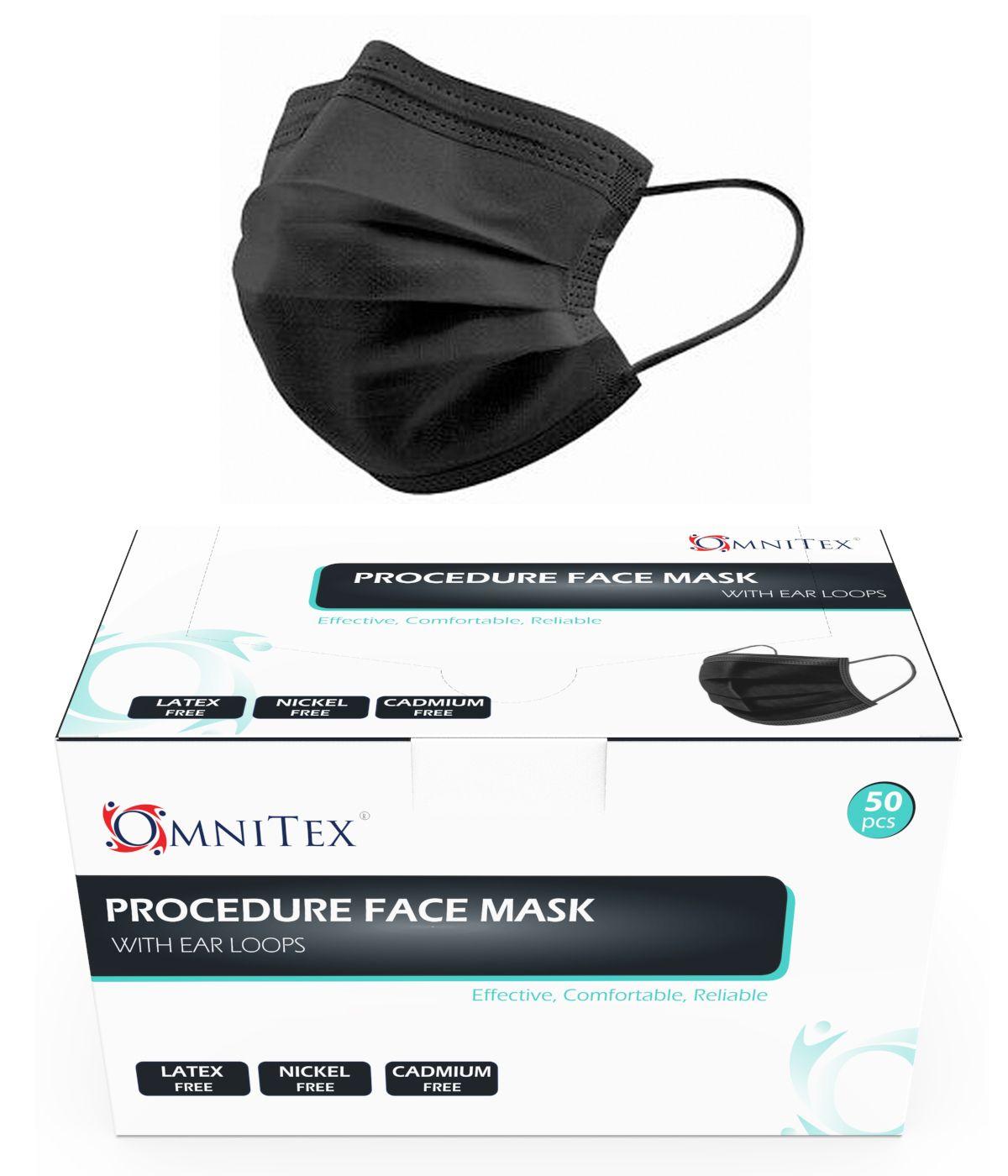 Face Masks Type IIR Black with Ear Loops