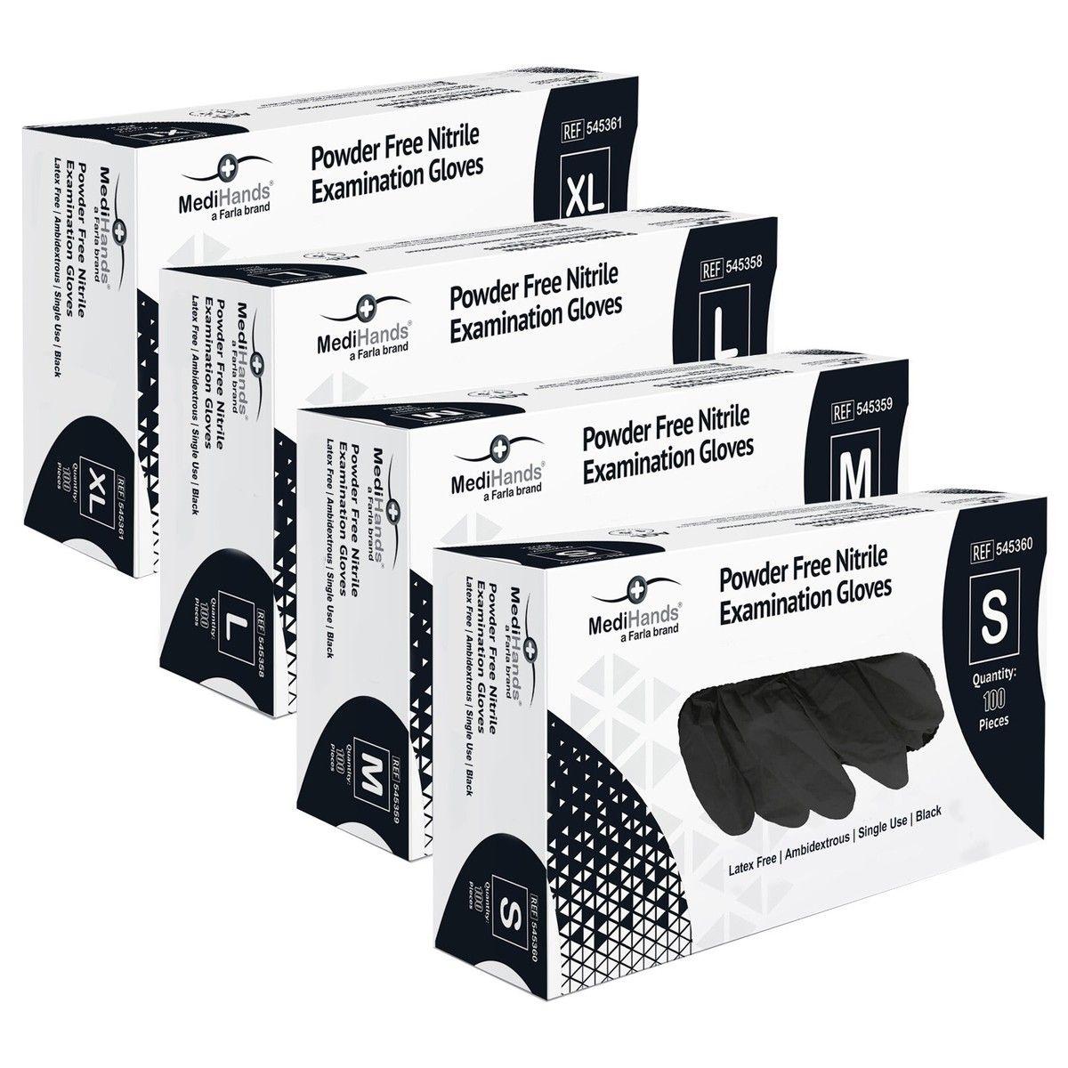 MediHands Black Nitrile Gloves