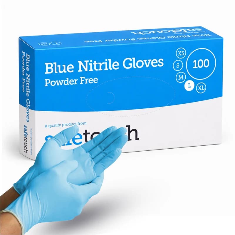 SafeTouch Nitrile Gloves | Powder Free | Blue | Pack of 100
