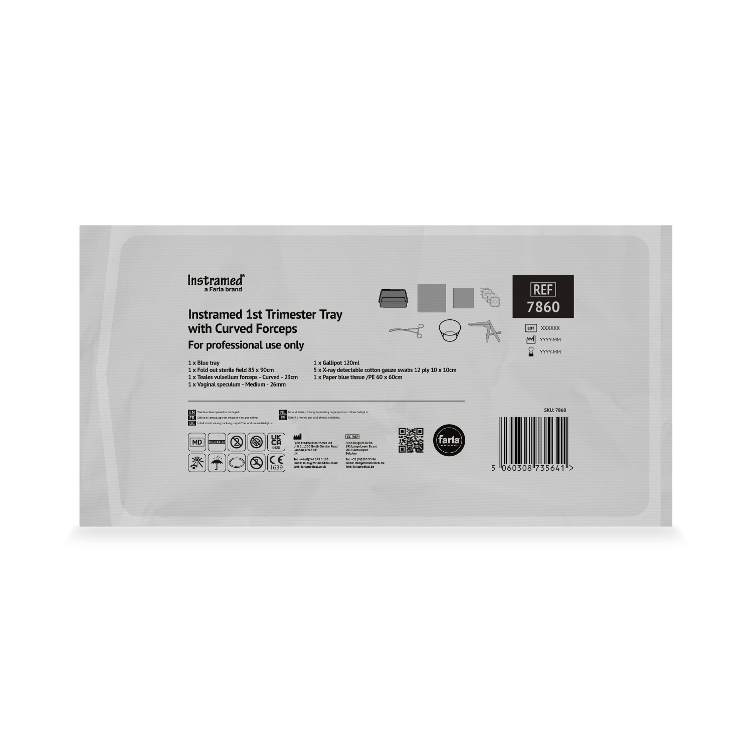 1st Trimester Tray Pack with Curved Forceps