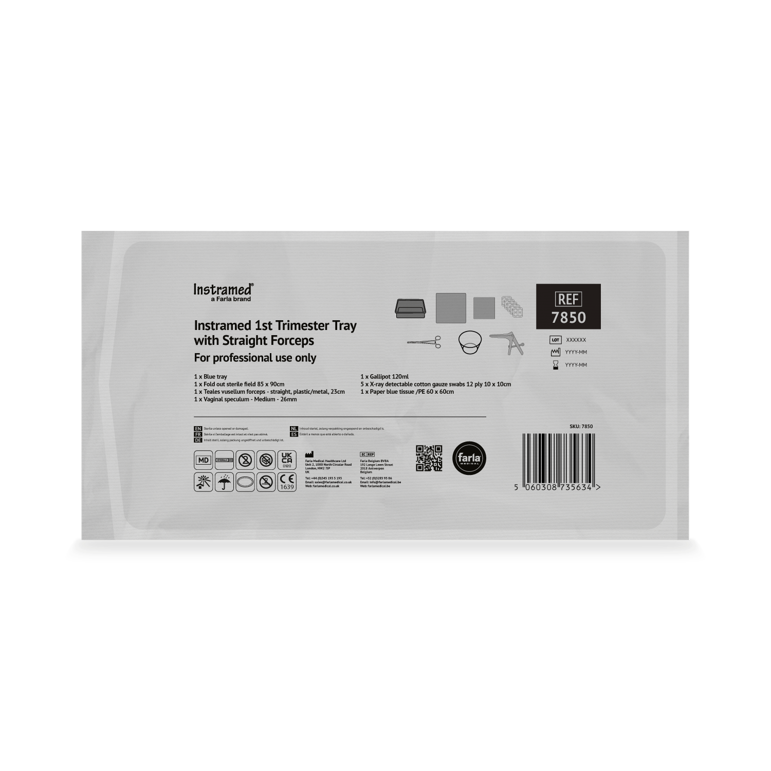 1st Trimester Tray Pack with Straight Forceps
