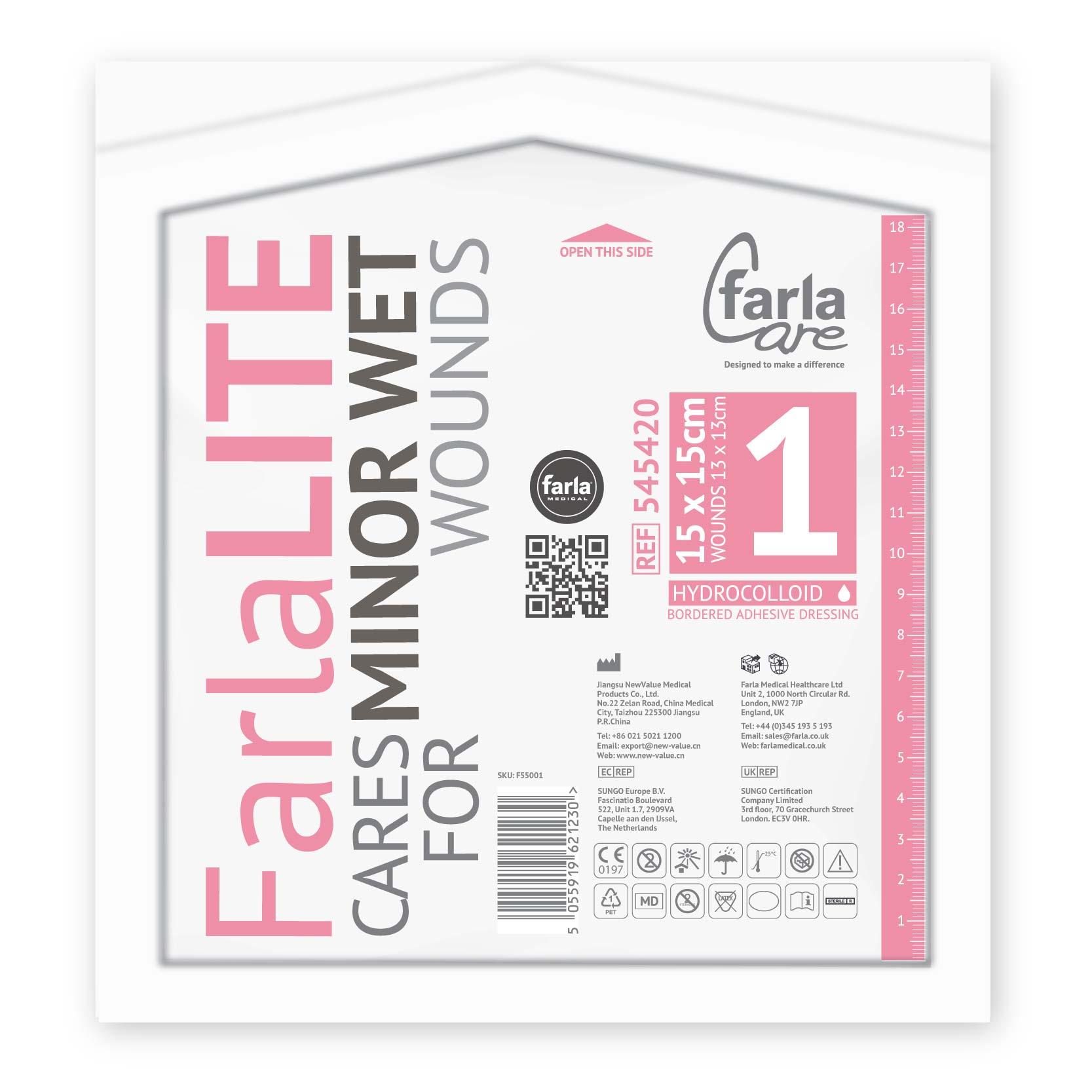 FarlaLITE Hydrocolloid Dressing including Border