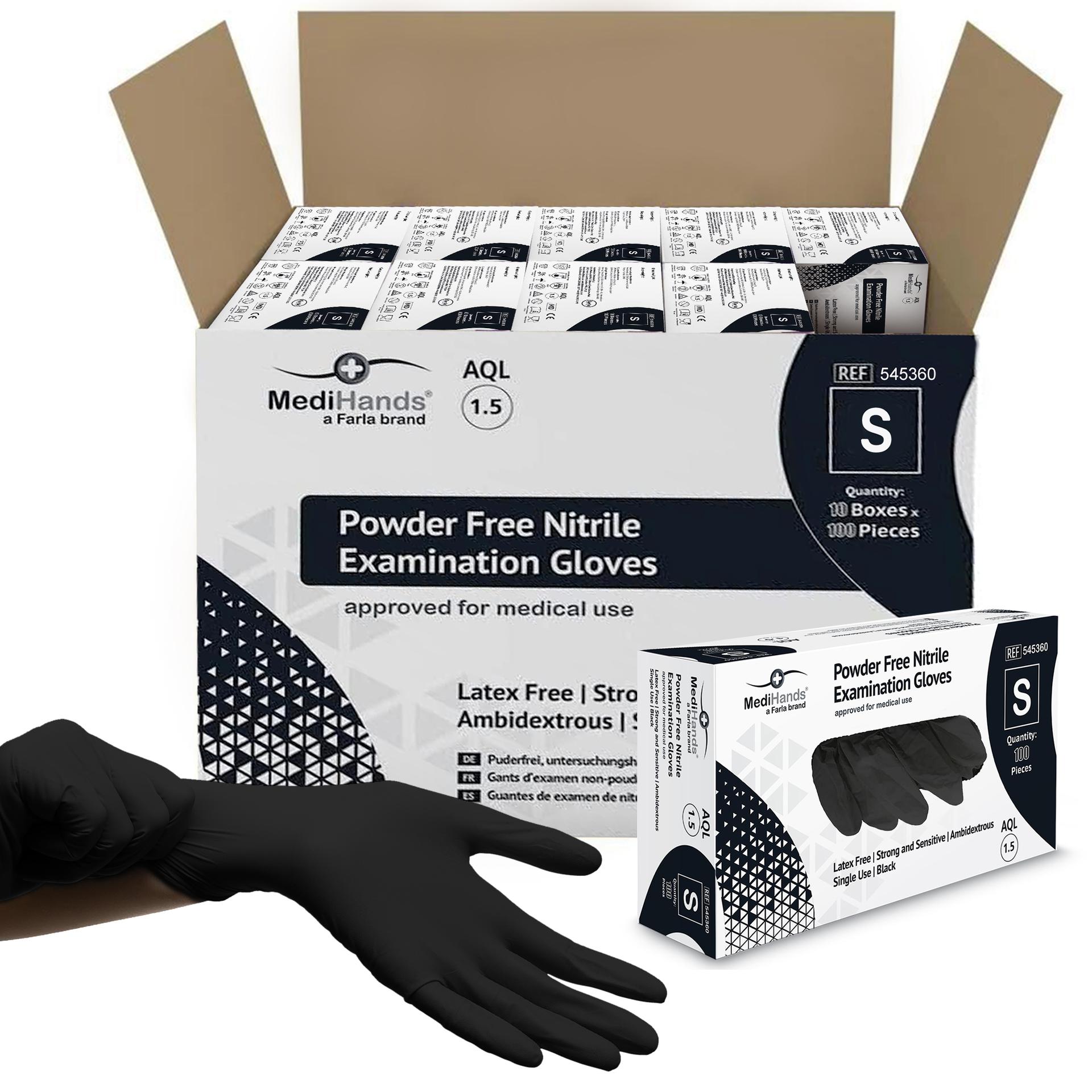MediHands Black Nitrile Gloves