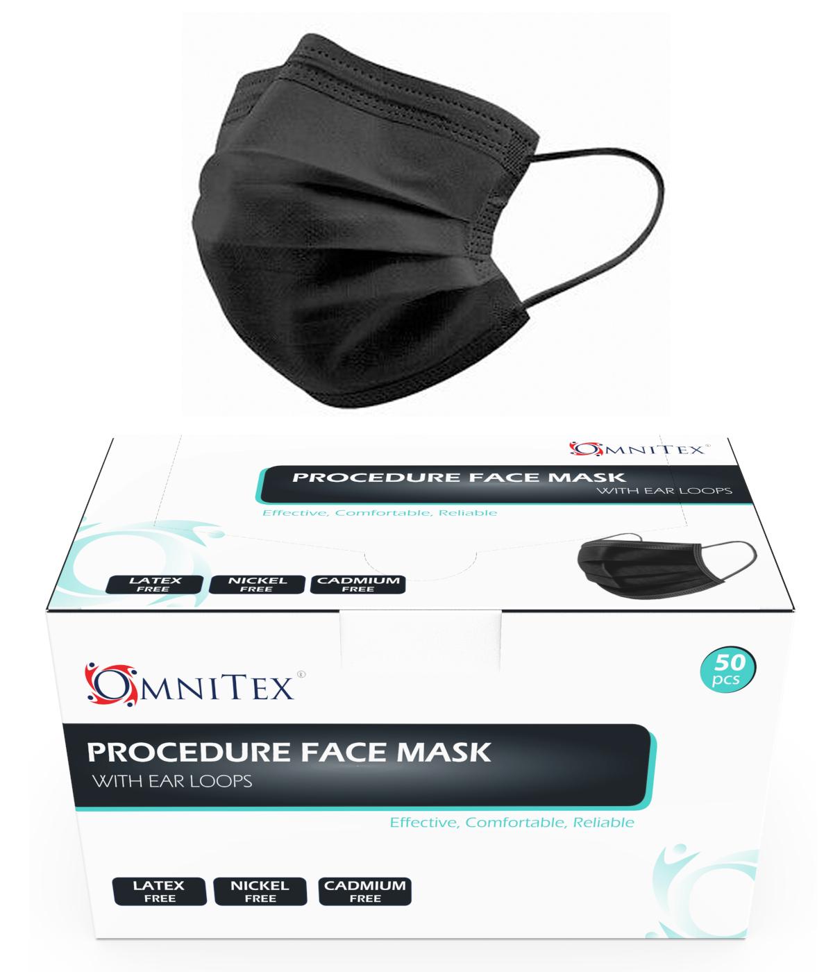 Face Masks Type IIR Black with Ear Loops
