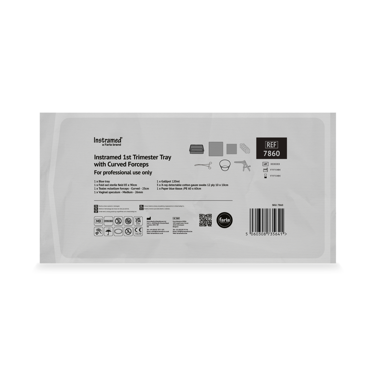 1st Trimester Tray Pack with Curved Forceps