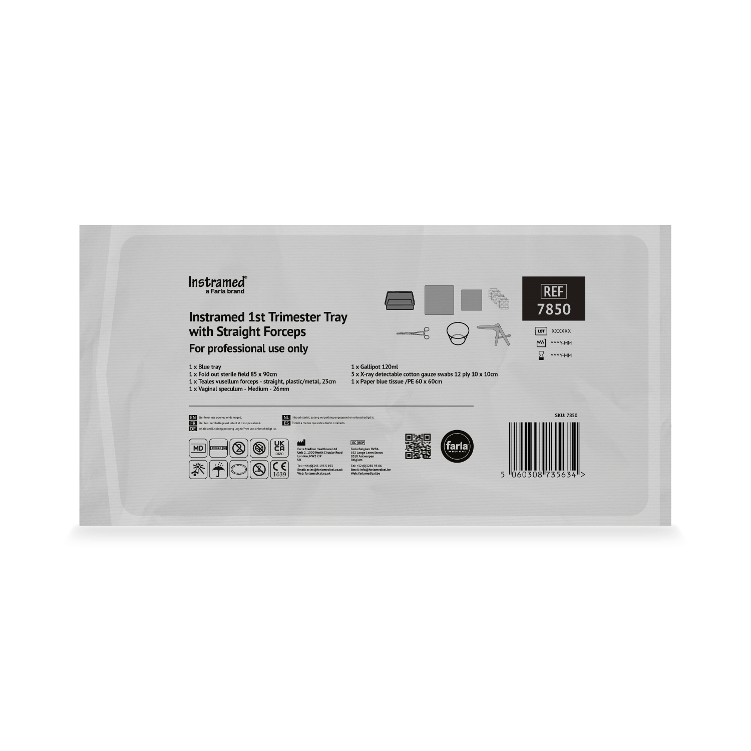 1st Trimester Tray Pack with Straight Forceps