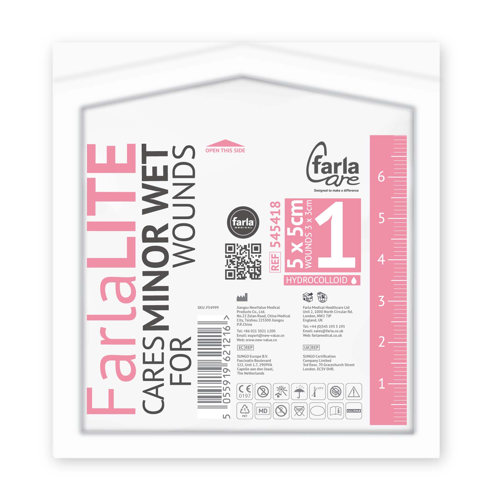 FarlaLITE Hydrocolloid Dressing including Border