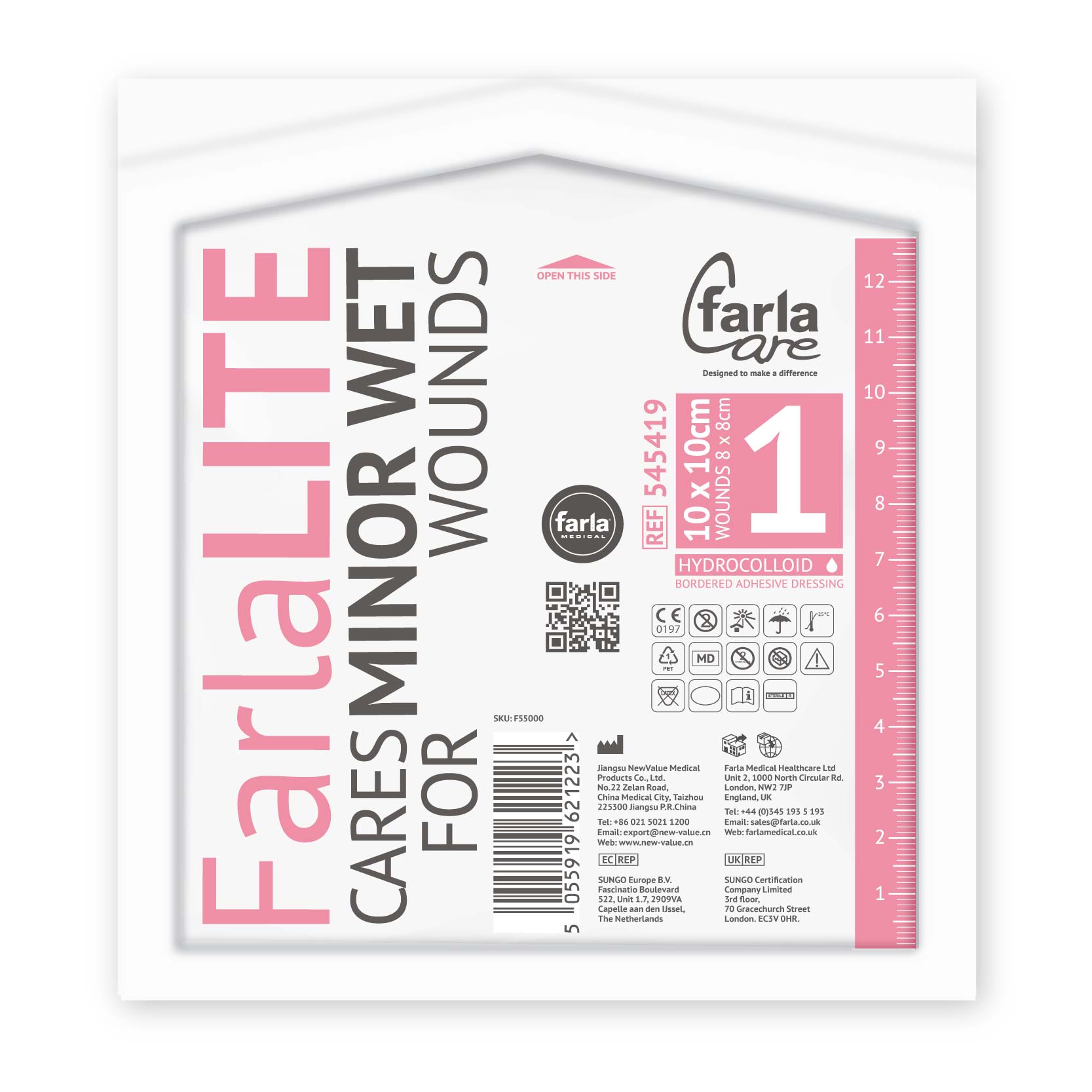 FarlaLITE Hydrocolloid Dressing including Border