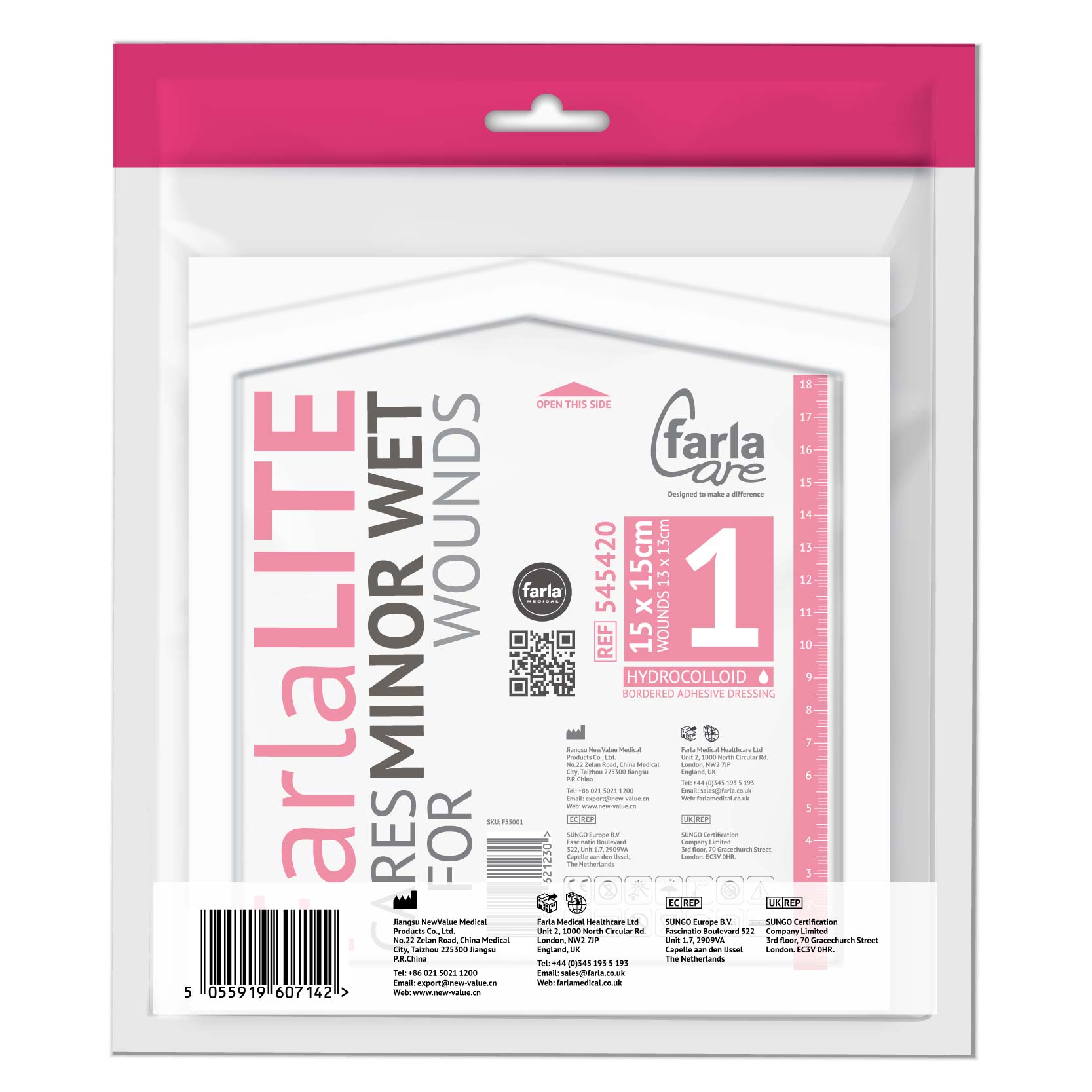 FarlaLITE Hydrocolloid Dressing including Border