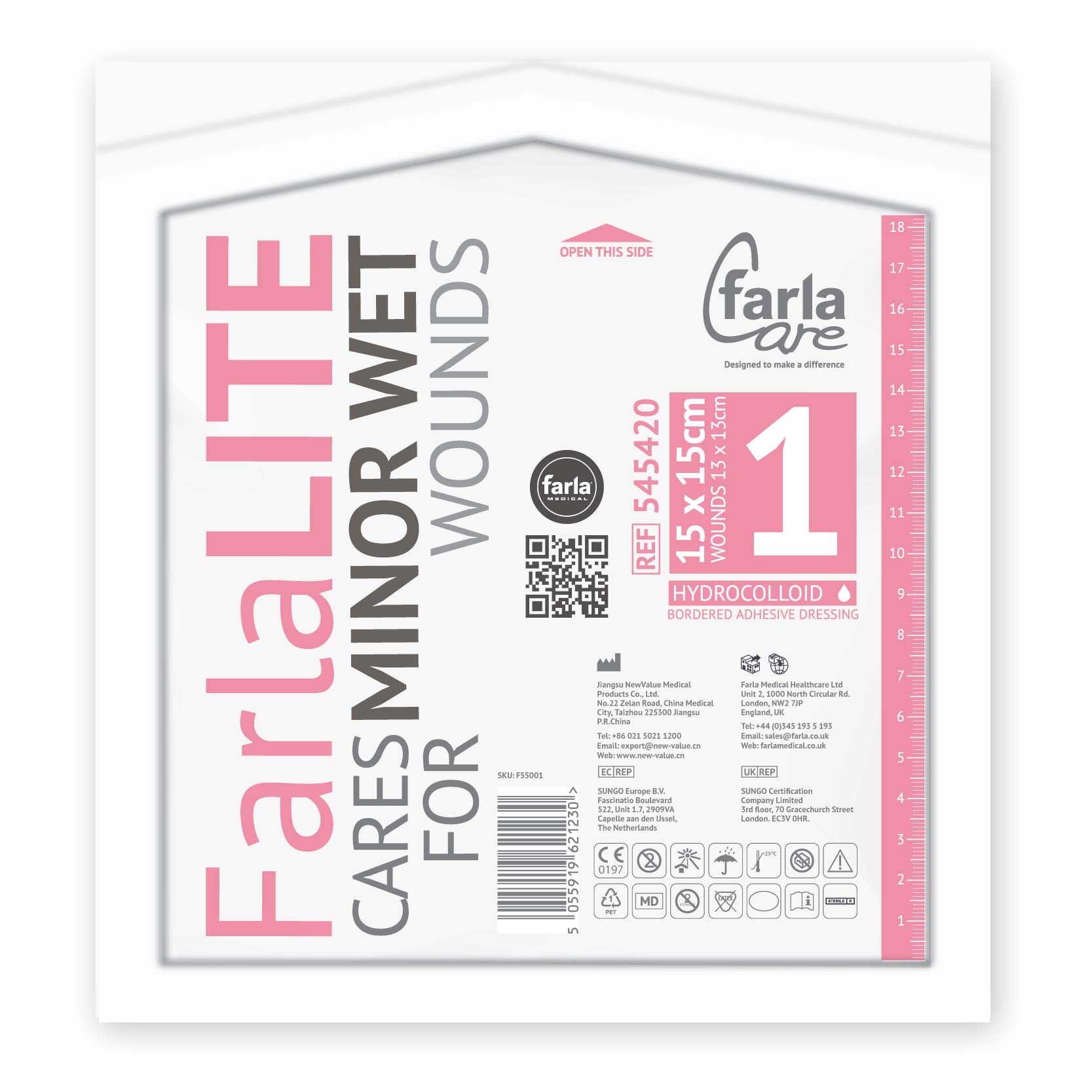 FarlaLITE Hydrocolloid Dressing including Border