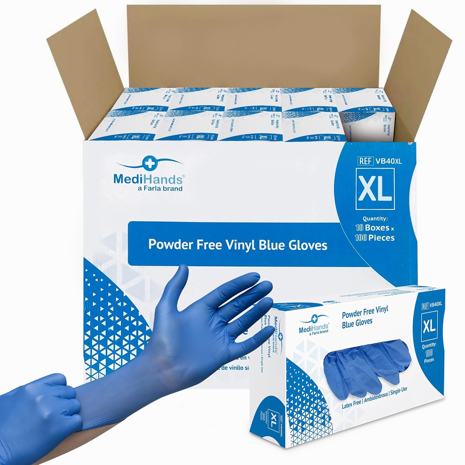 MediHands Blue Vinyl Gloves