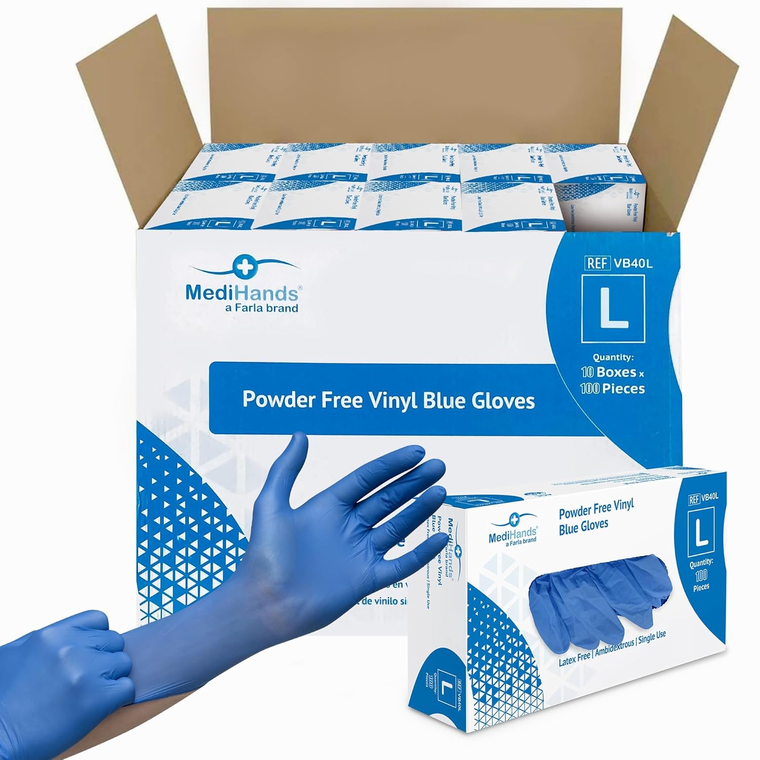 MediHands Blue Vinyl Gloves