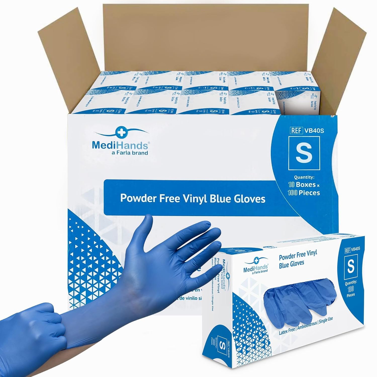 MediHands Blue Vinyl Gloves