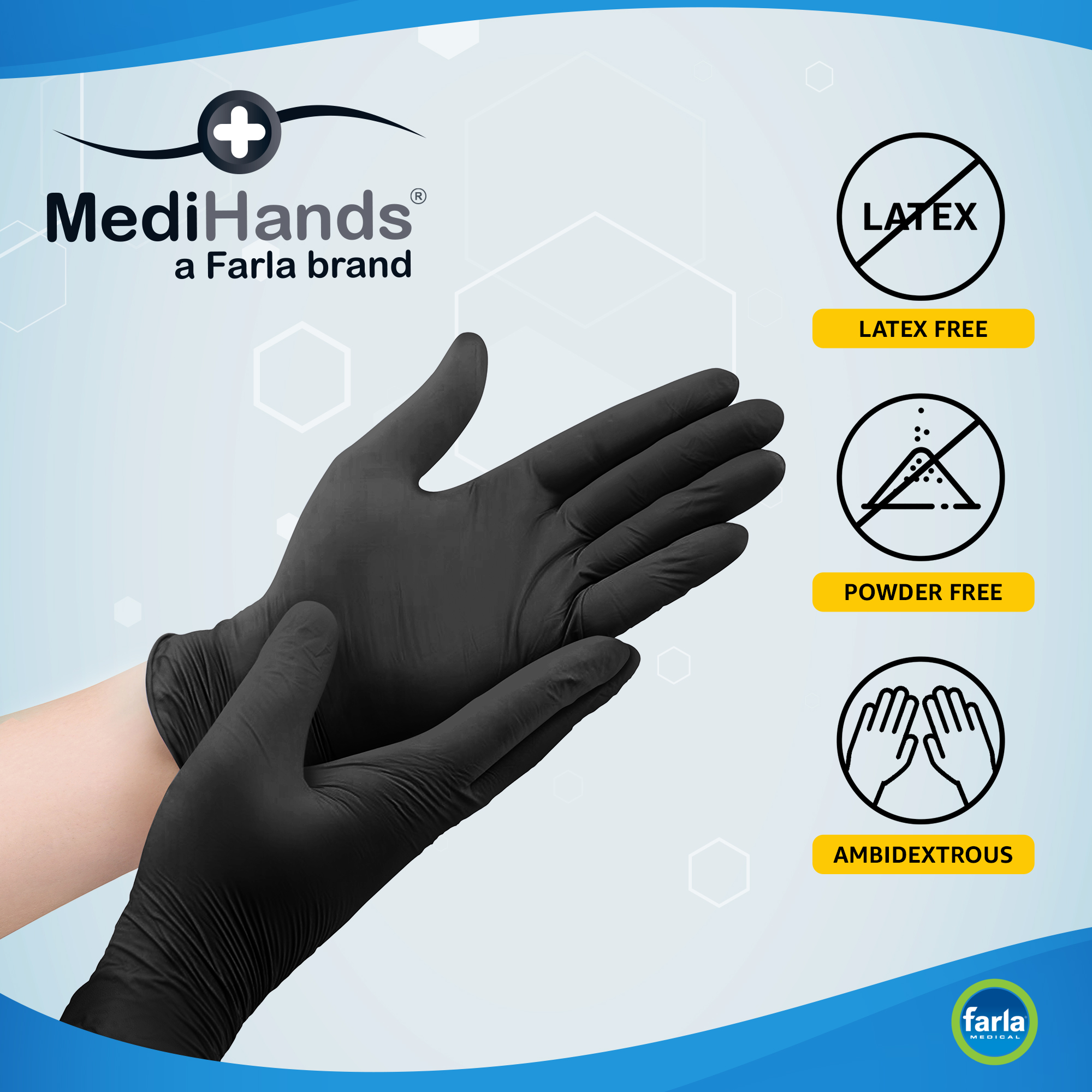 MediHands Black Nitrile Gloves