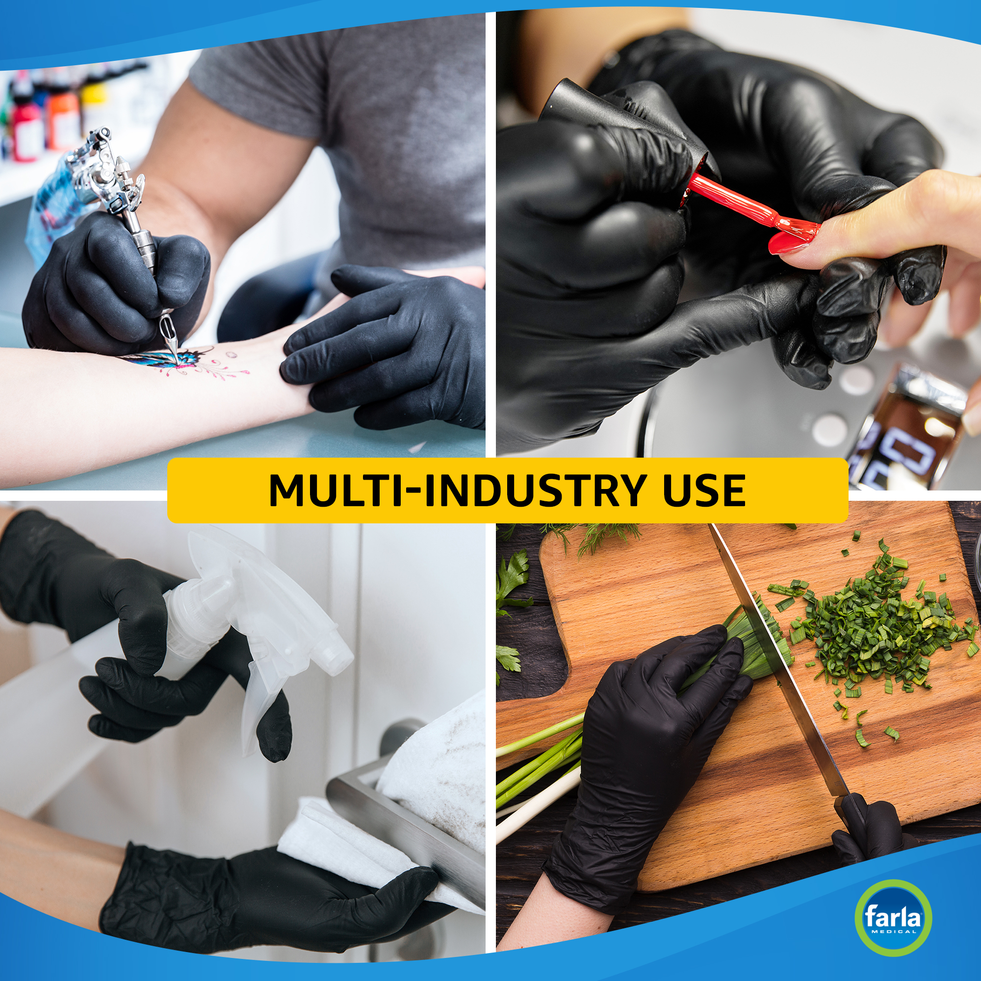 MediHands Black Nitrile Gloves