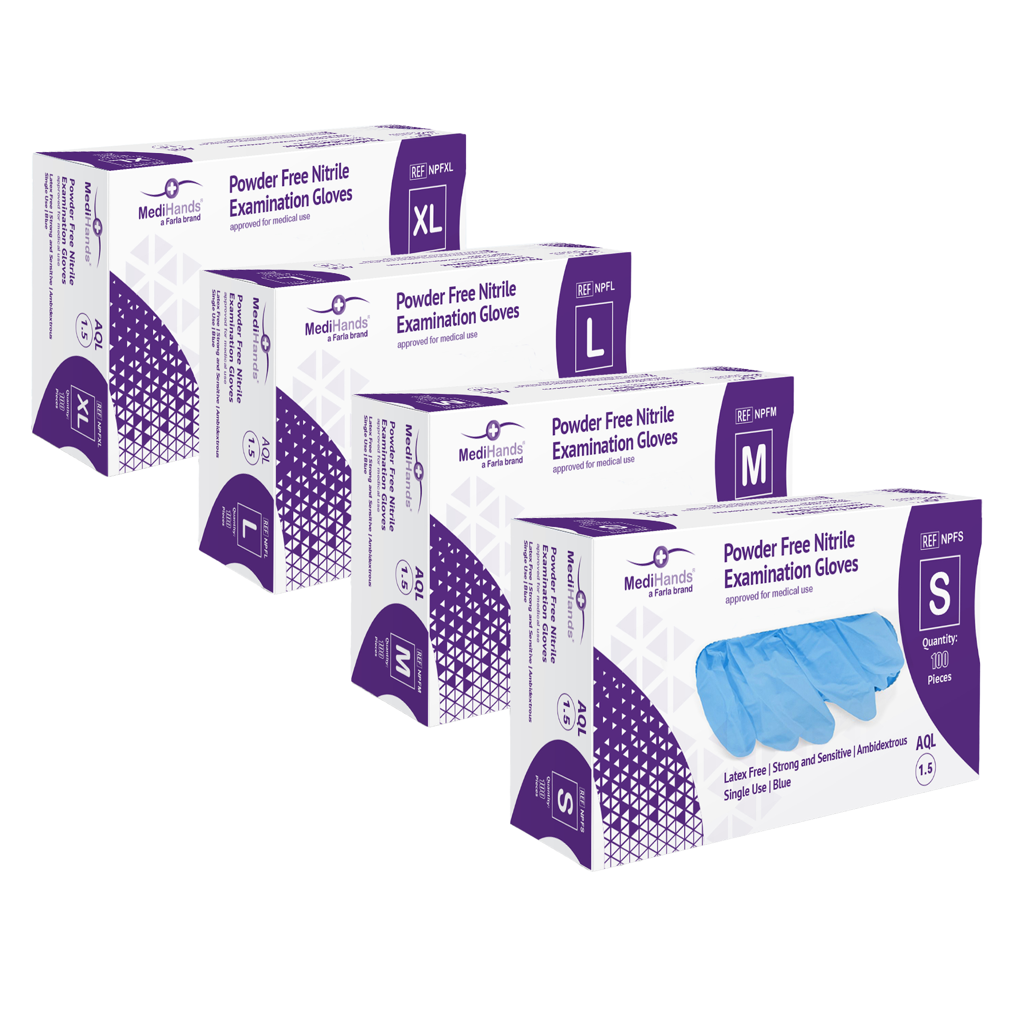 MediHands Blue Nitrile Gloves
