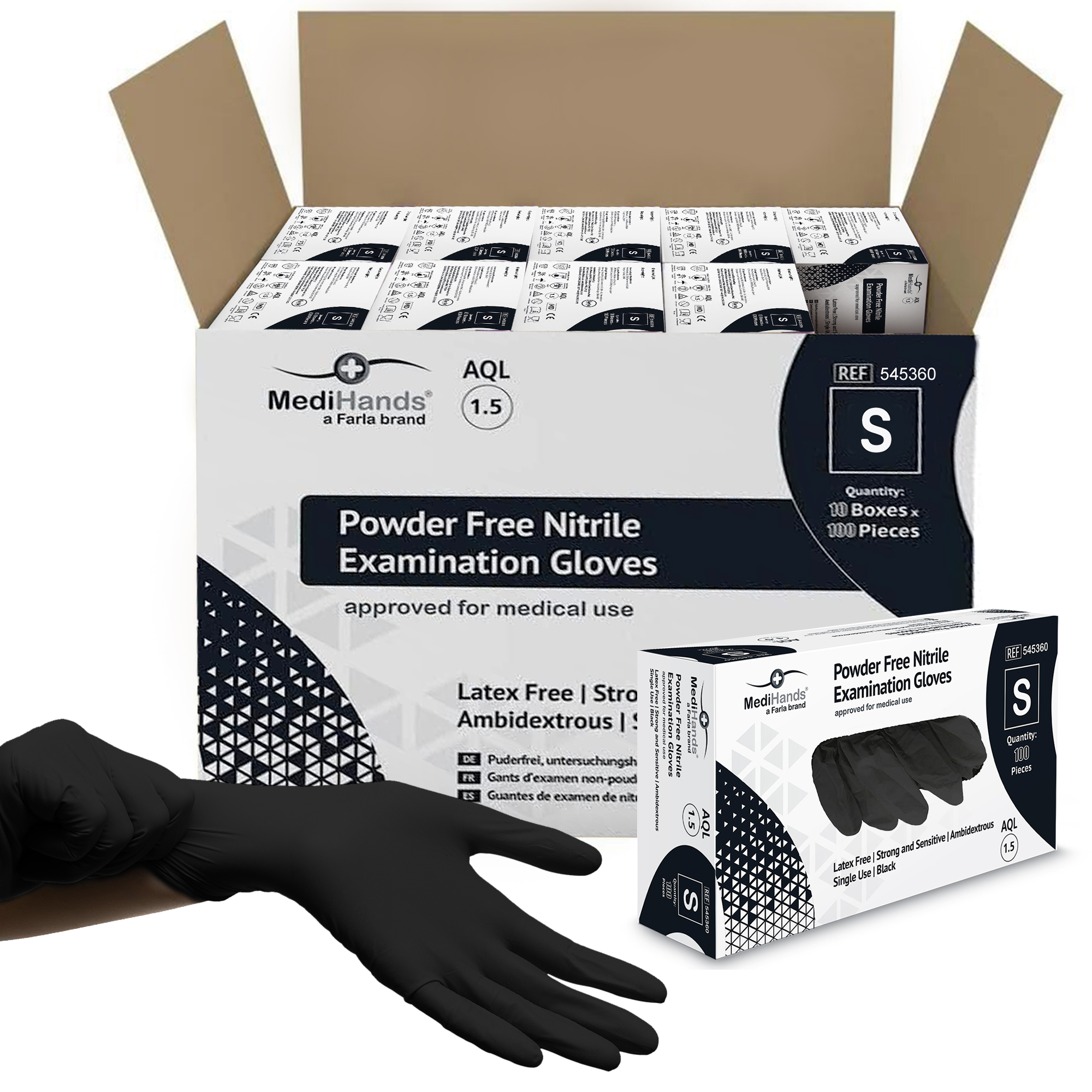 MediHands Black Nitrile Gloves