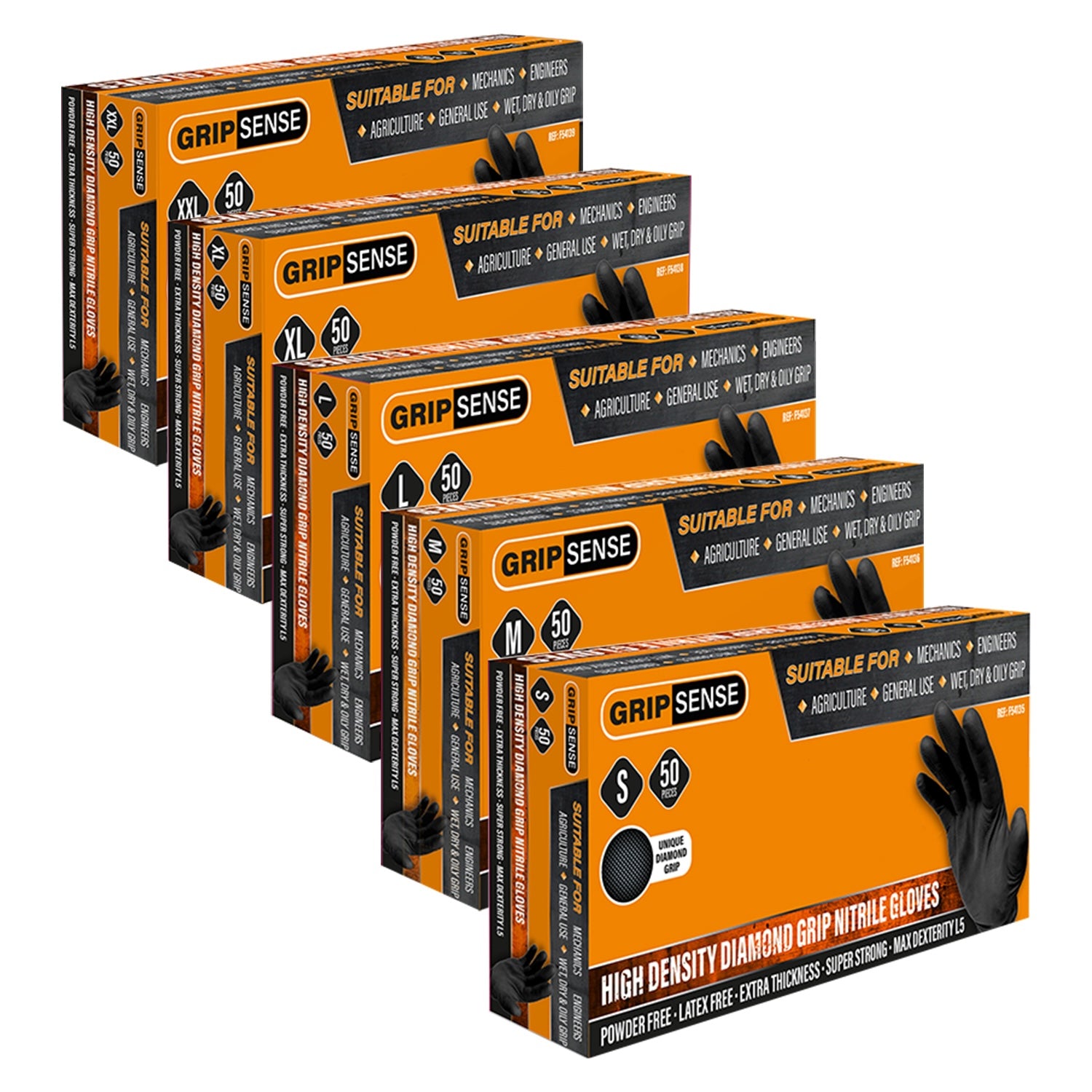 GripSense Black Nitrile Diamond Grip Heavy Duty Gloves