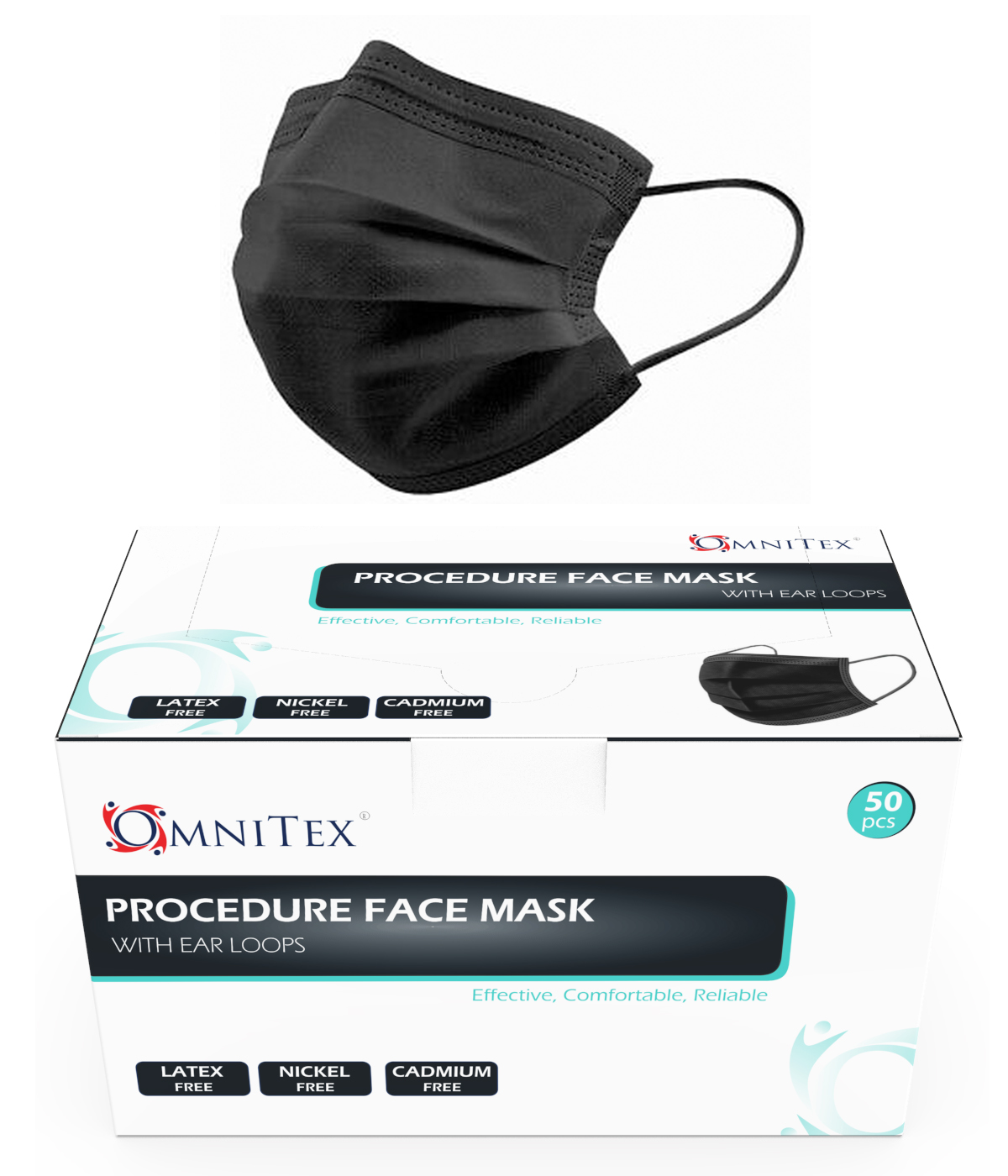 Face Masks Type IIR Black with Ear Loops