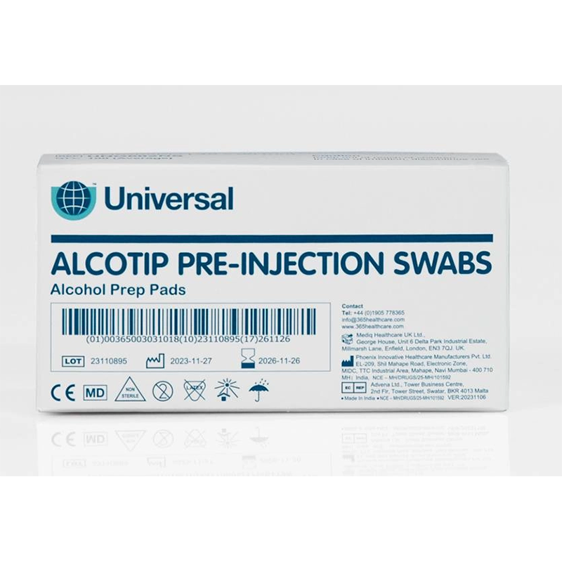 Universal Alcotip PreInjection Swabs | Non Sterile