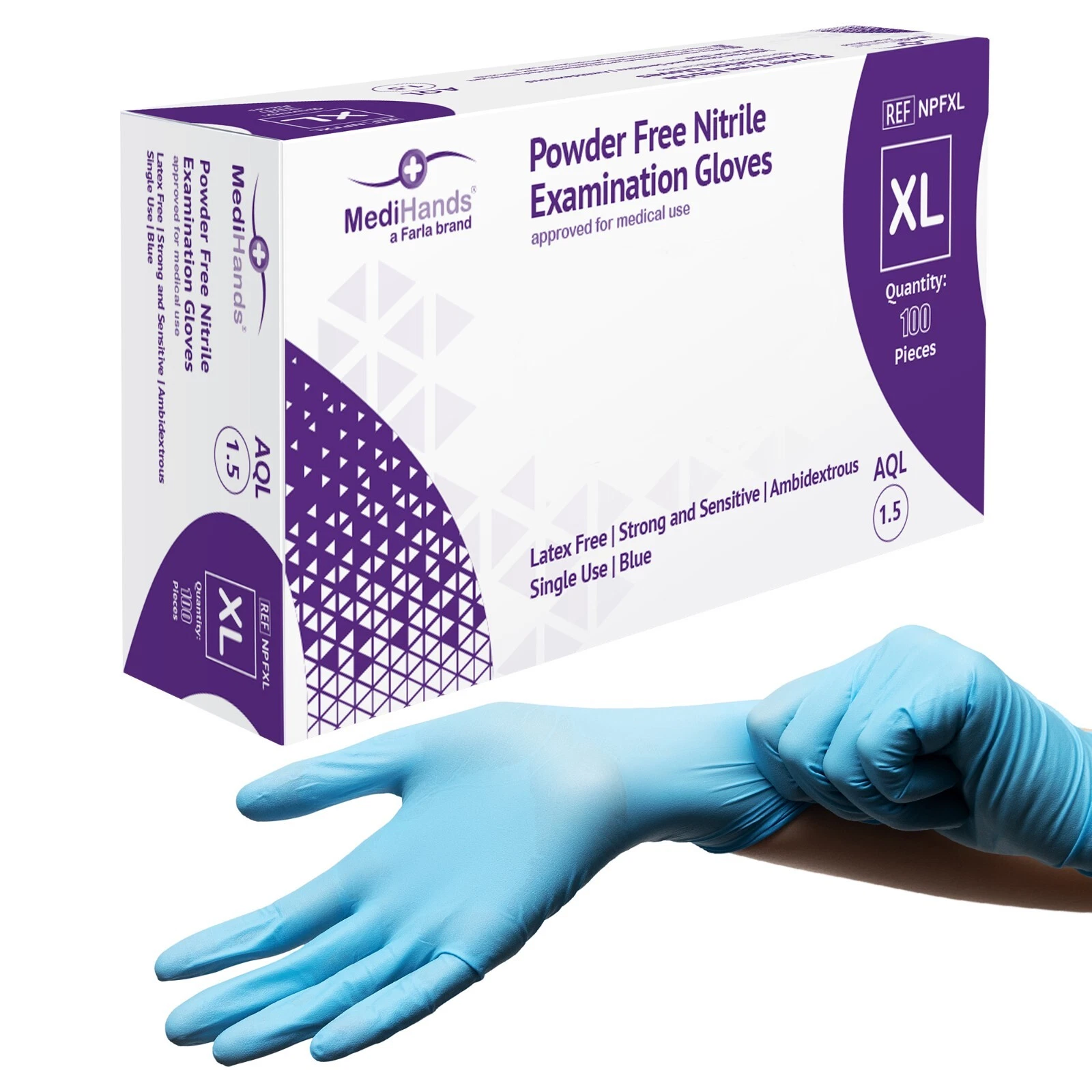 MediHands Blue Nitrile Gloves