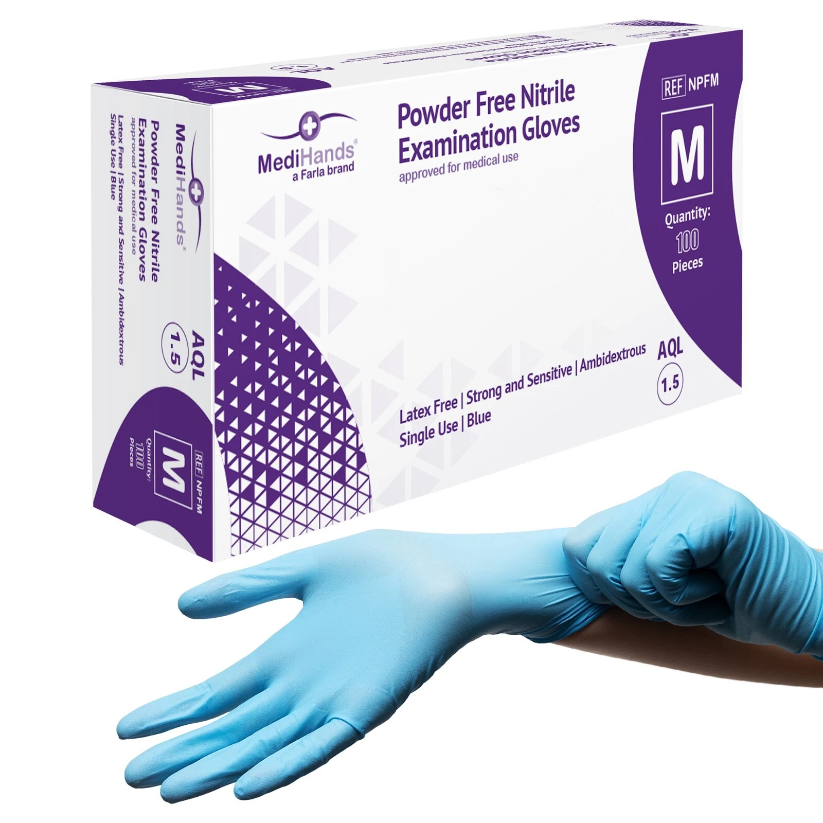 MediHands Blue Nitrile Gloves